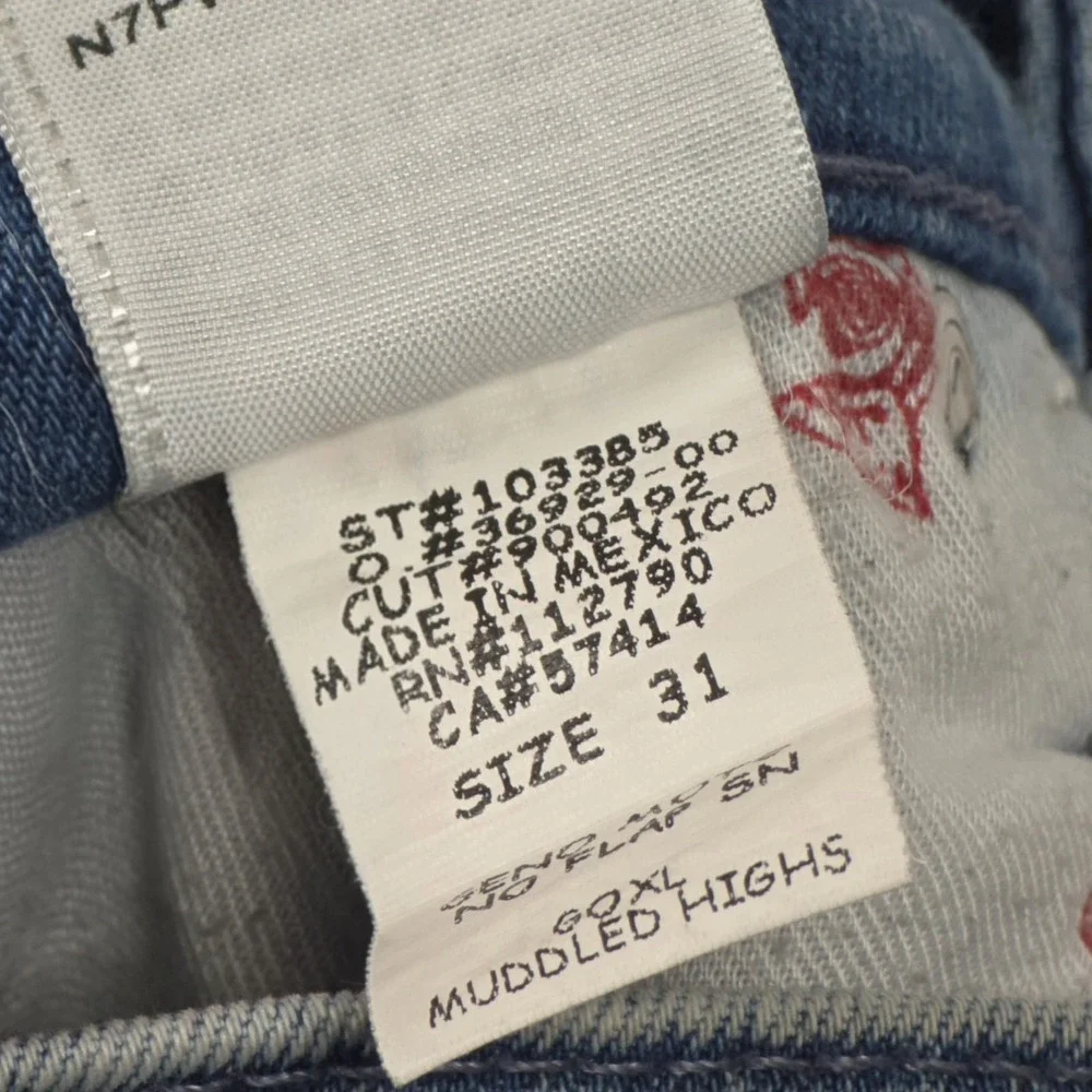 True Religion Geno Relaxed Slim Moto Biker Jeans Mens 31‎ Acid Wash Stretch Blue